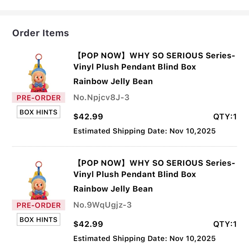 Why so serious series popmart Rainbow Jelly Bean Vinyl Plush Pendant